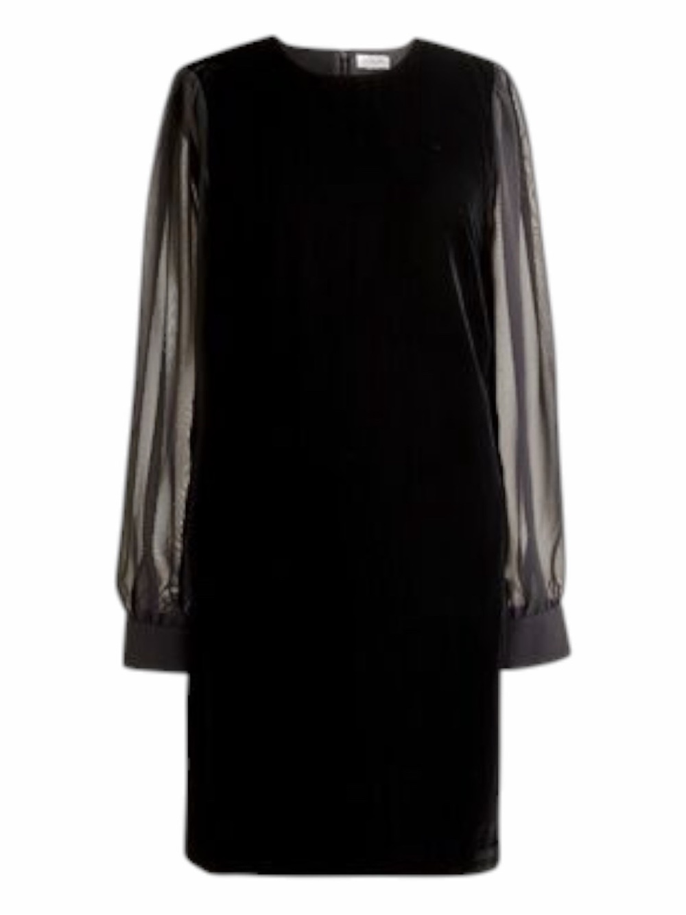 NWT! J. Crew Black Velvet Semi-Sheer-Long-Sleeve Shift Dress. Size 8.